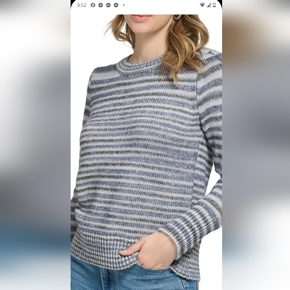 Calvin Klein Striped Gray Women's Sweater Size M